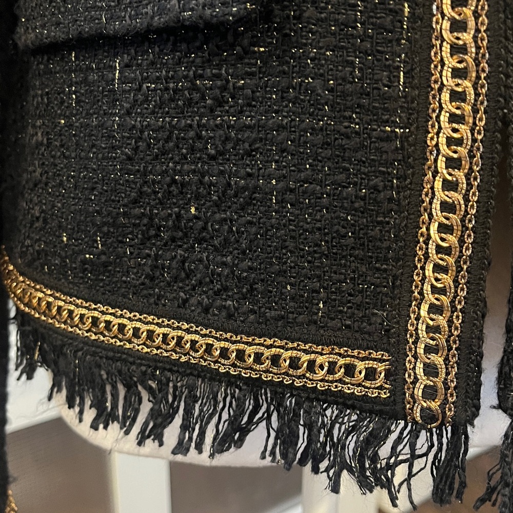 Juicy Couture Black Label Black/Gold & Metallic Tweed ‘Chanel’ Crop Jacket, L - Picture 4 of 13